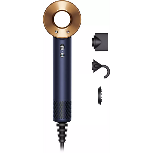 Sèche cheveux DYSON Supersonic cheveux raides à ondulés bleu de prusse cuivré